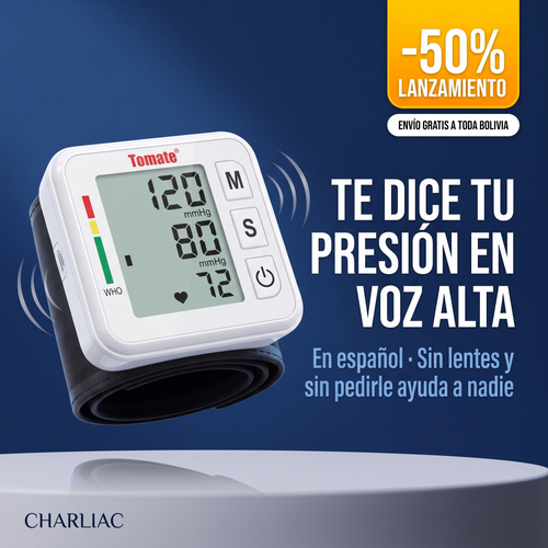 Tensiómetro Digital de Muñeca® — Voz en Español, Sin Depender de Nadie