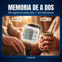 Memoria de a dos usuarios del tensiómetro Charliac: papá en M1 y mamá en M2