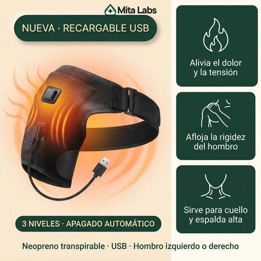 Hombrera Térmica MitaLabs — Calor 3 Niveles | Alivio de Hombro, Cuello y Espalda