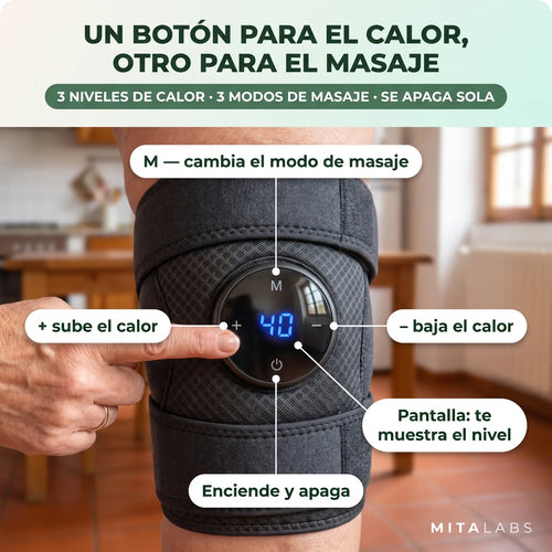 Rodillera Térmica con Masaje® — Recargable, Talla Ajustable (1 Unidad)